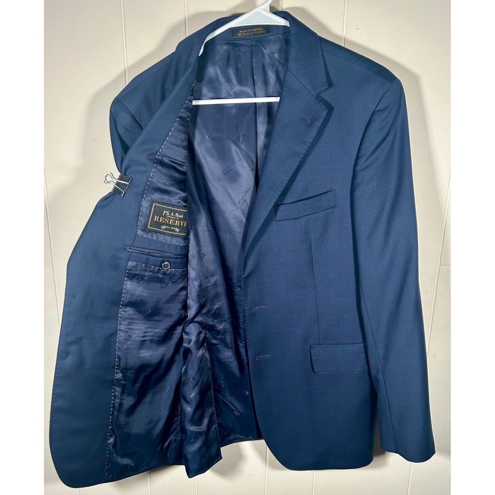 Jos. A. Bank Reserve Slim Fit Navy Blue Italian Reda Wool Suit Jacket 40R